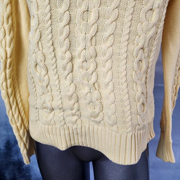 L.L.Bean Double L Yellow Cable Crewneck Sweater | Women's Small - Picture 3 of 13